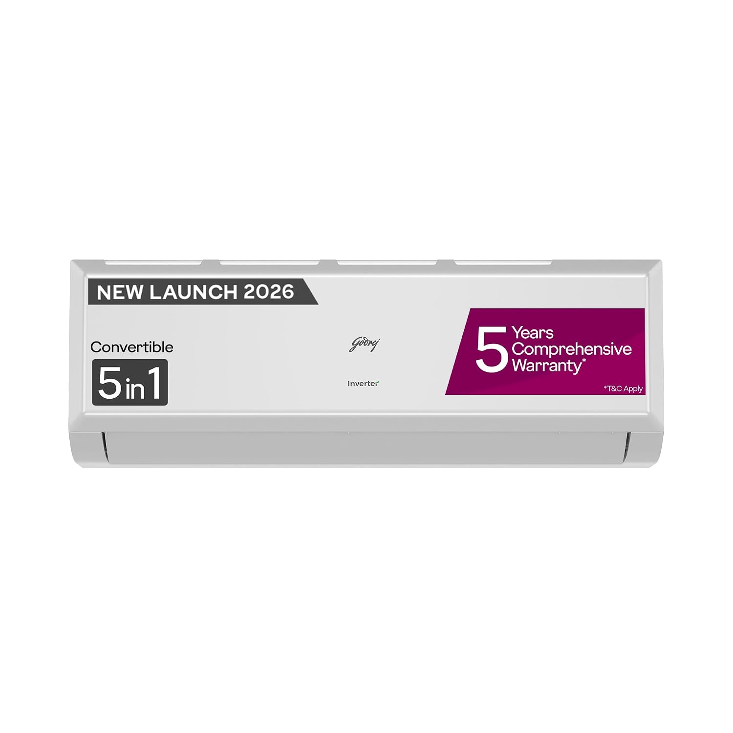 Godrej 1.5 Ton 3 Star| New Star Rated| Inverter Split AC | 5-in-1 Convertible Cooling | (AC 1.5T EC HIC 18Q3TH WA)
