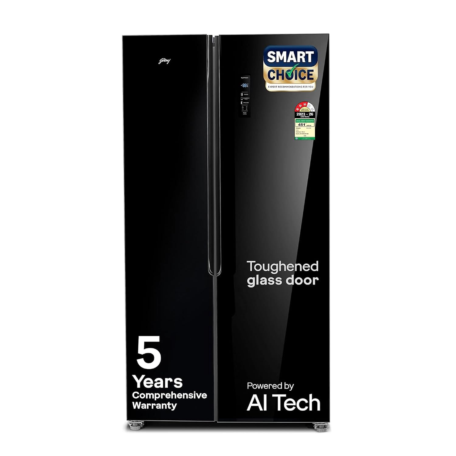 Godrej 600L 3 Star 5 Years Comprehensive Warranty Smart Convertible Zones | Toughened Glass Door | Frost Free Inverter (