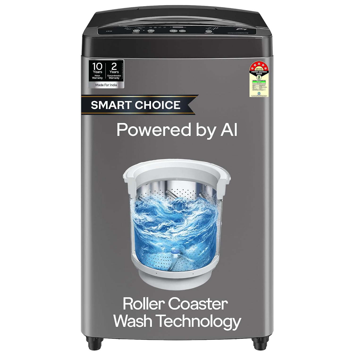 Godrej 7 Kg 5 Star, AI Powered, Fabrisafe Steel Drum, Magic Lint Filter, Fills Tub At ~0 Water Pressure