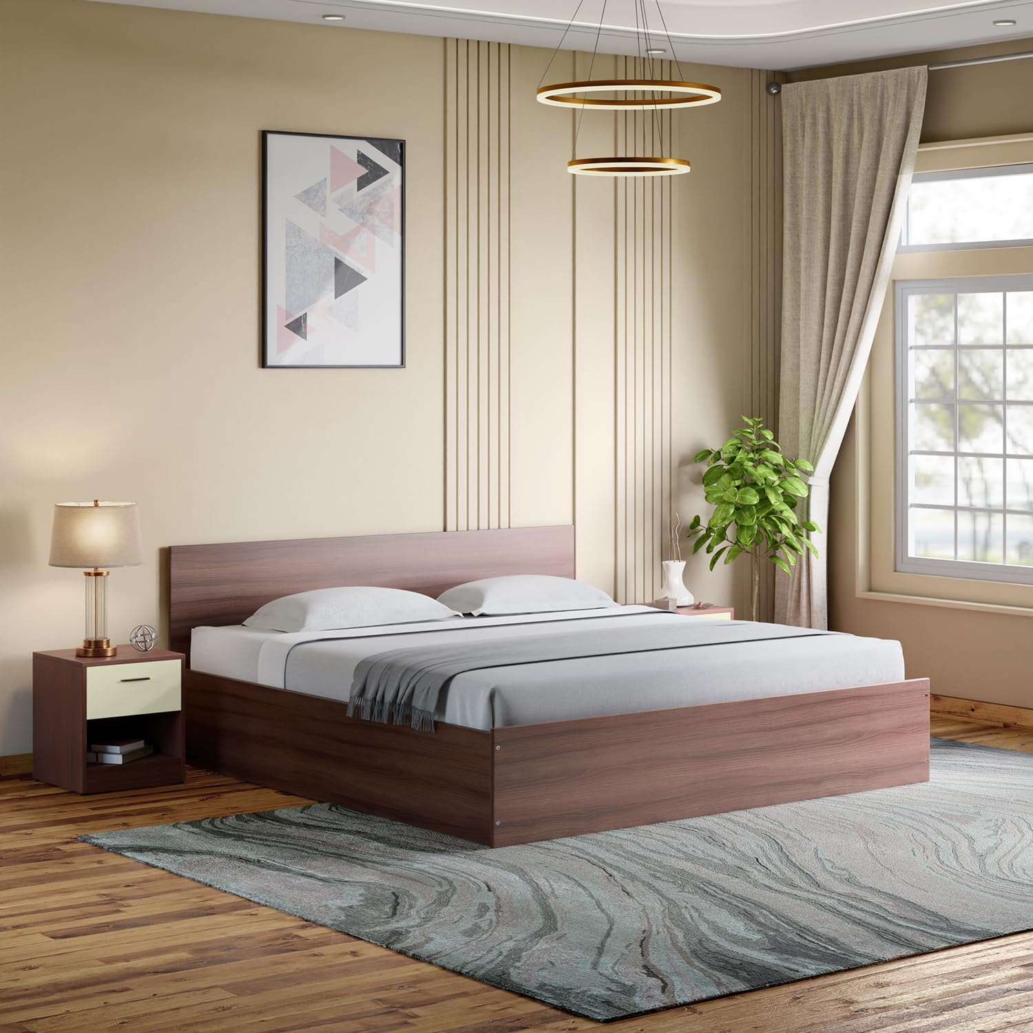 GODREJ INTERIO EWA Queen Size Engineered Wood Bed with Box Storage