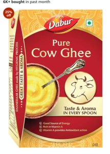 Grab this deal:Dabur Pure Cow Ghee - 900 ML | Daanedaar with Rich Aroma | Rich in Vitamin A | Provides Energy/Source of