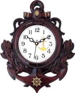 GrabBasket Analog 31 cm X 24 cm Wall Clock (Brown, Black, With Gl