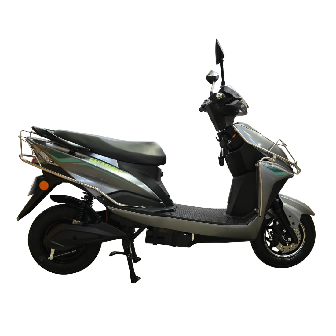 Green Invicta Low Speed Electric Scooter Non RTO 80KM Range Grey with Portable Charger & with Steel Frame