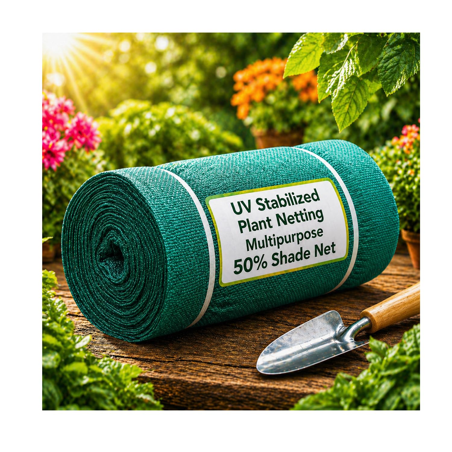 Green Shade Net, 50% UV Sun Protection, for Terrace, Garden, Green House, Balcony, & Gardening Multipurpose Agro Netting
