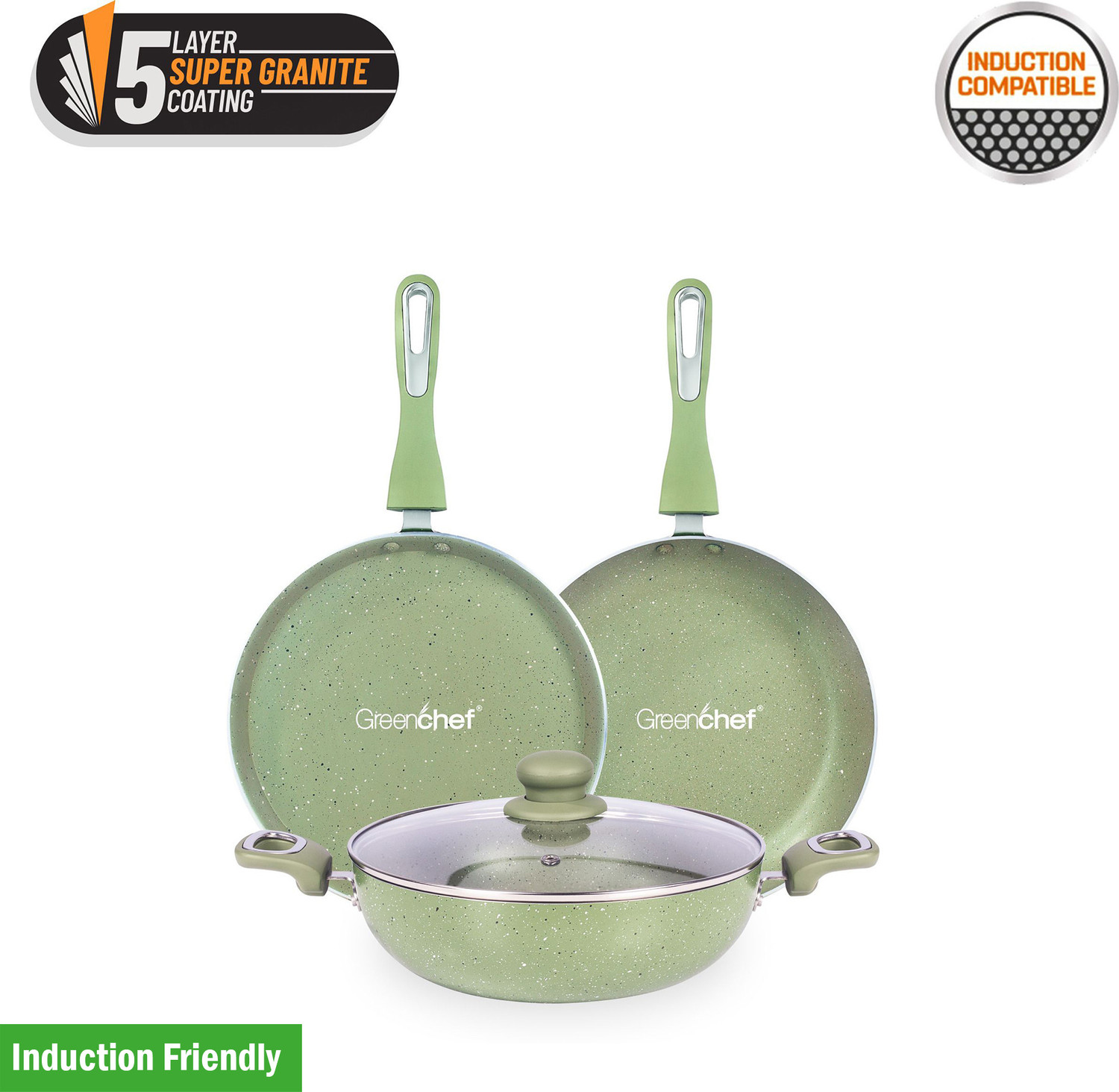 Greenchef Astor Induction Bottom Non Stick Coated Cookware Set 4Pcs