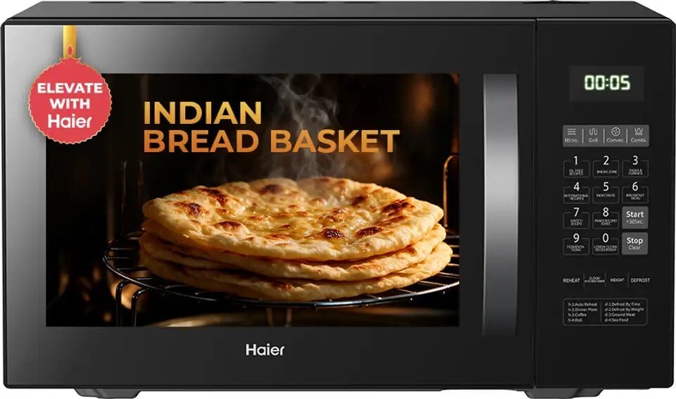 Haier 23 L with 205 Auto cook menus, Child Lock, Convection Microwave Oven