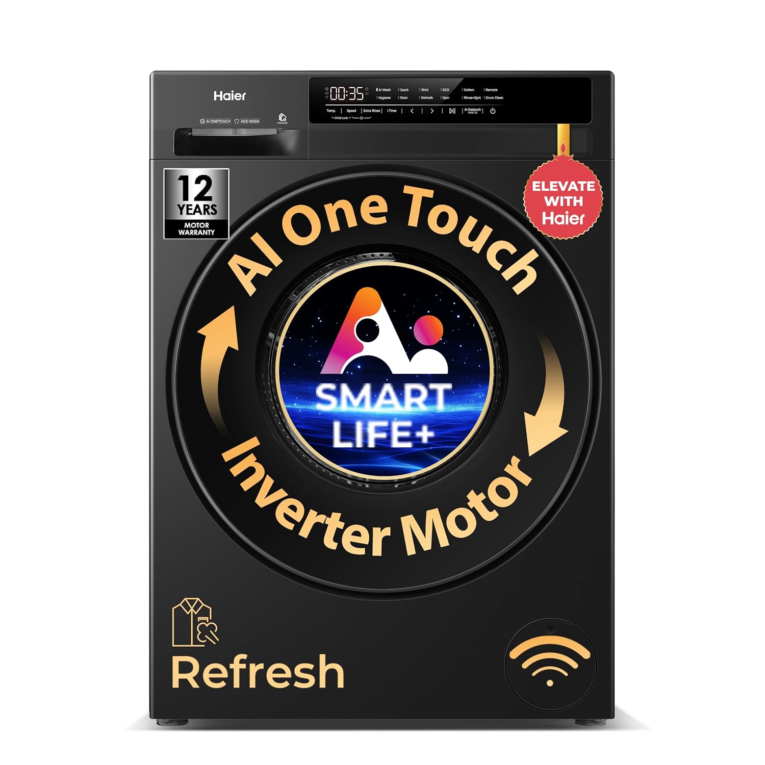 Haier 7 Kg AI One Touch, AI Smart Wash (AI-DBT), PuriSteam, 525mm Super Drum, In-Built Heater,WI-FI, Fully Automatic Fro