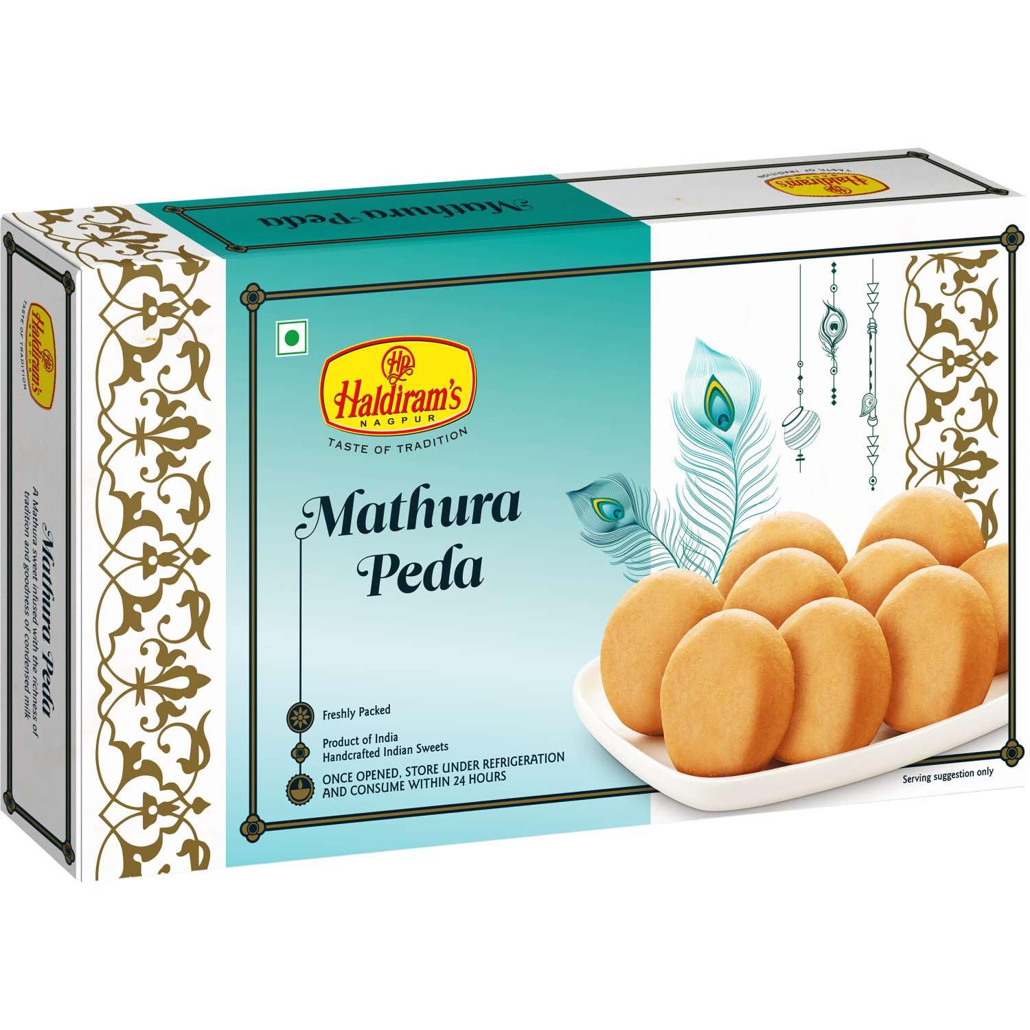 Haldiram's Nagpur Mathura Peda 250g A caramelized sweet from Mathura with a distinct deep flavor and grainy texture, lov