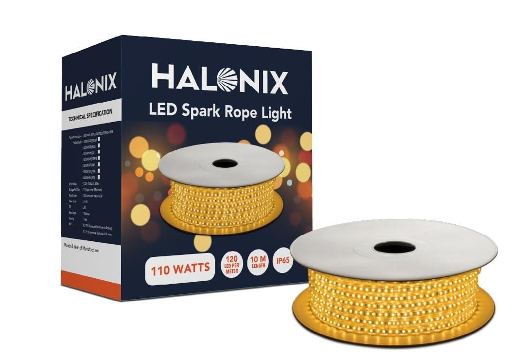 Halonix 10 Meter Waterproof Rope Light | High 120 Led/Meter | Rope Light for Home Decoration | Festive Light | Strip Lig