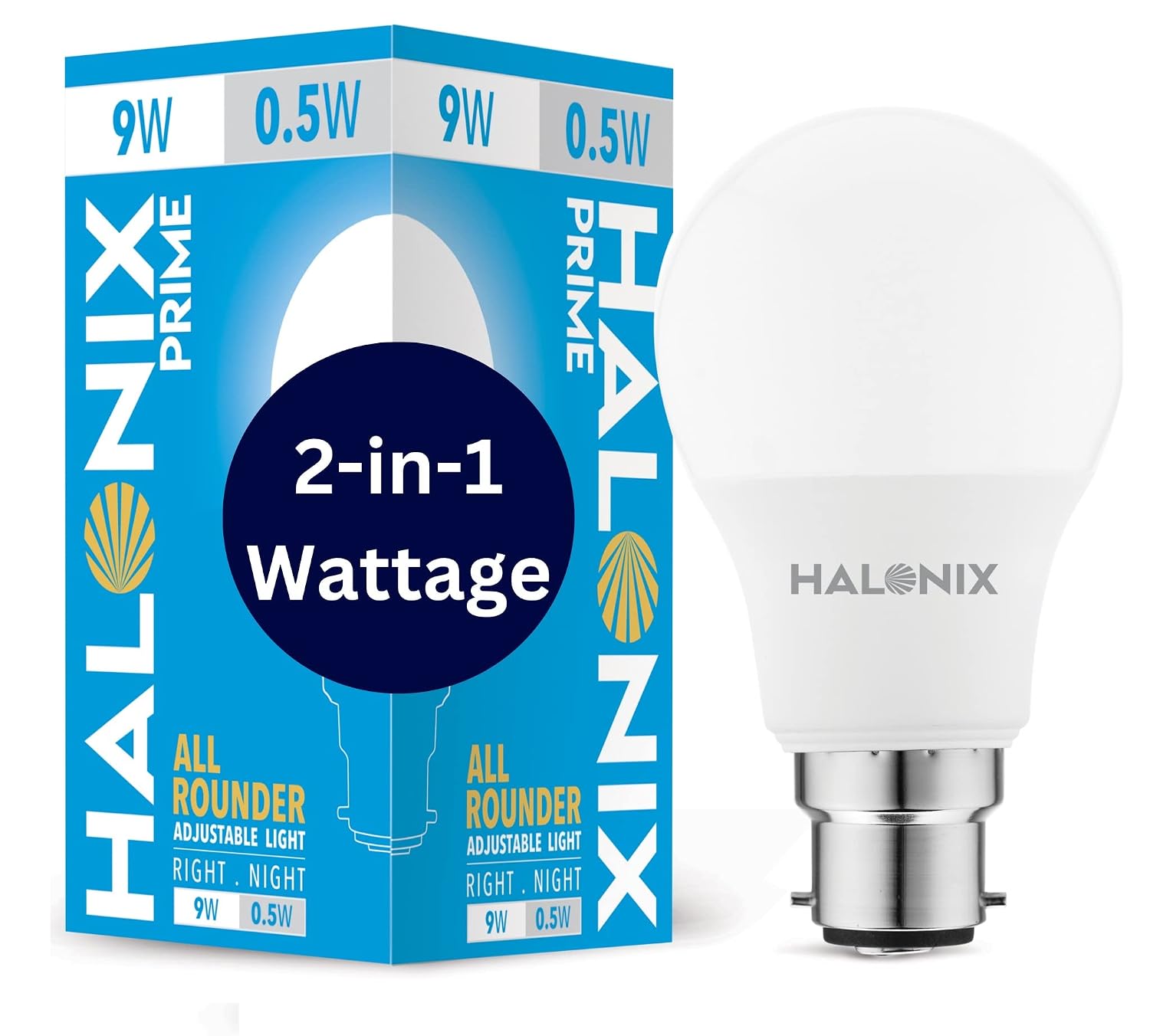 Halonix 2 in 1 All Rounder 9W,0.5W B22D Led Bulb Cool