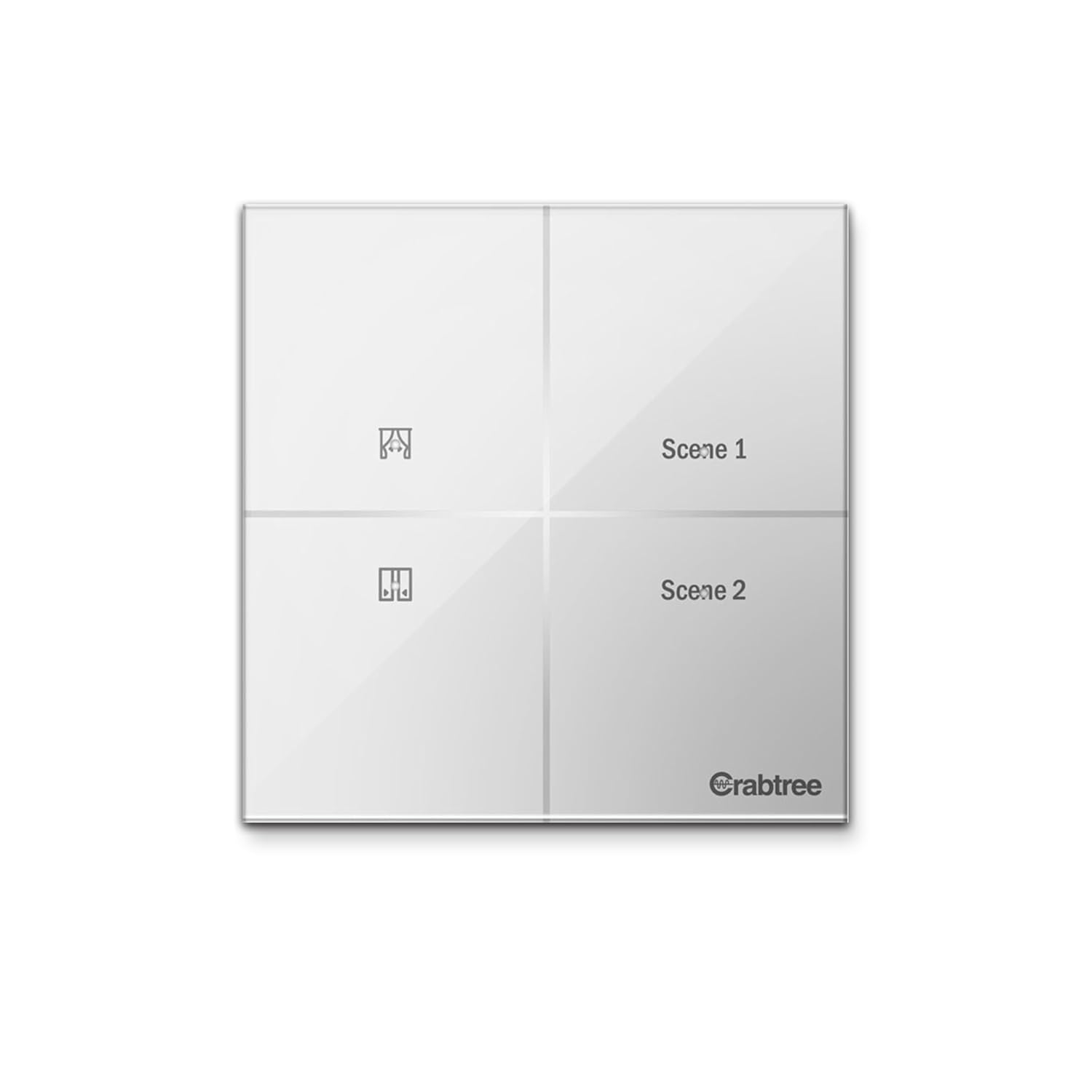 Havells Crabtree iSense Smart Monoblock Touch Panel with 1 Curtain Controller & 2 Scene(White) I Compatible with 2M Gang