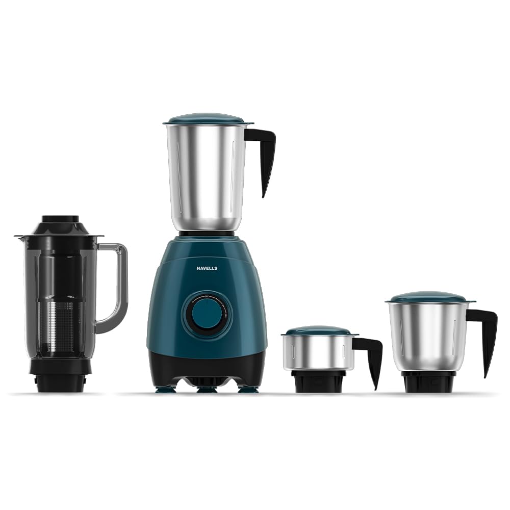 Havells ESO 750 Watt Mixer Grinder | 4 Jars (3 Stainless Steel + 1 Juicer Jar) | Heavy-Duty ABS Body | Powerful Motor