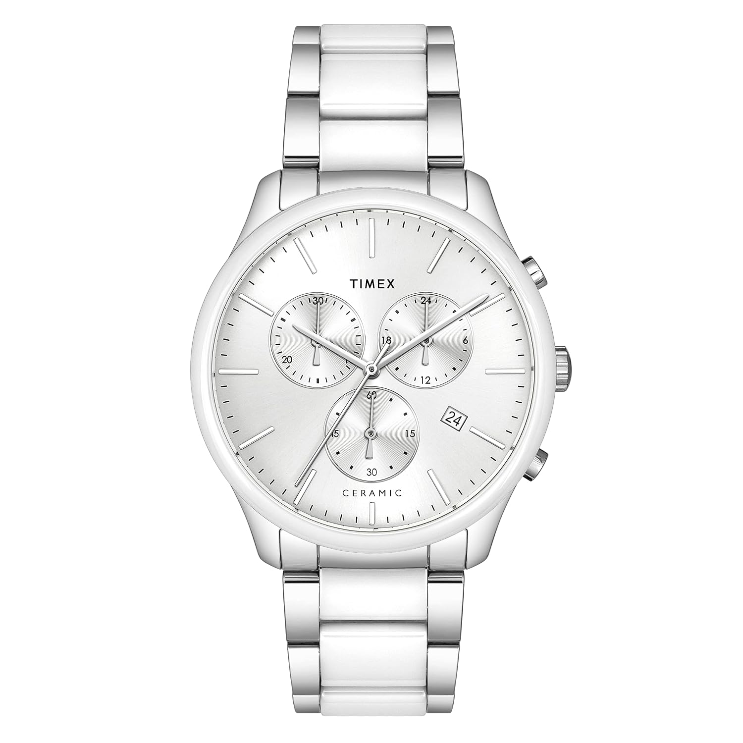 [HDFC CC] TIMEX Men's 43mm Stainless Steel Chronograph Watch | Silver Dial