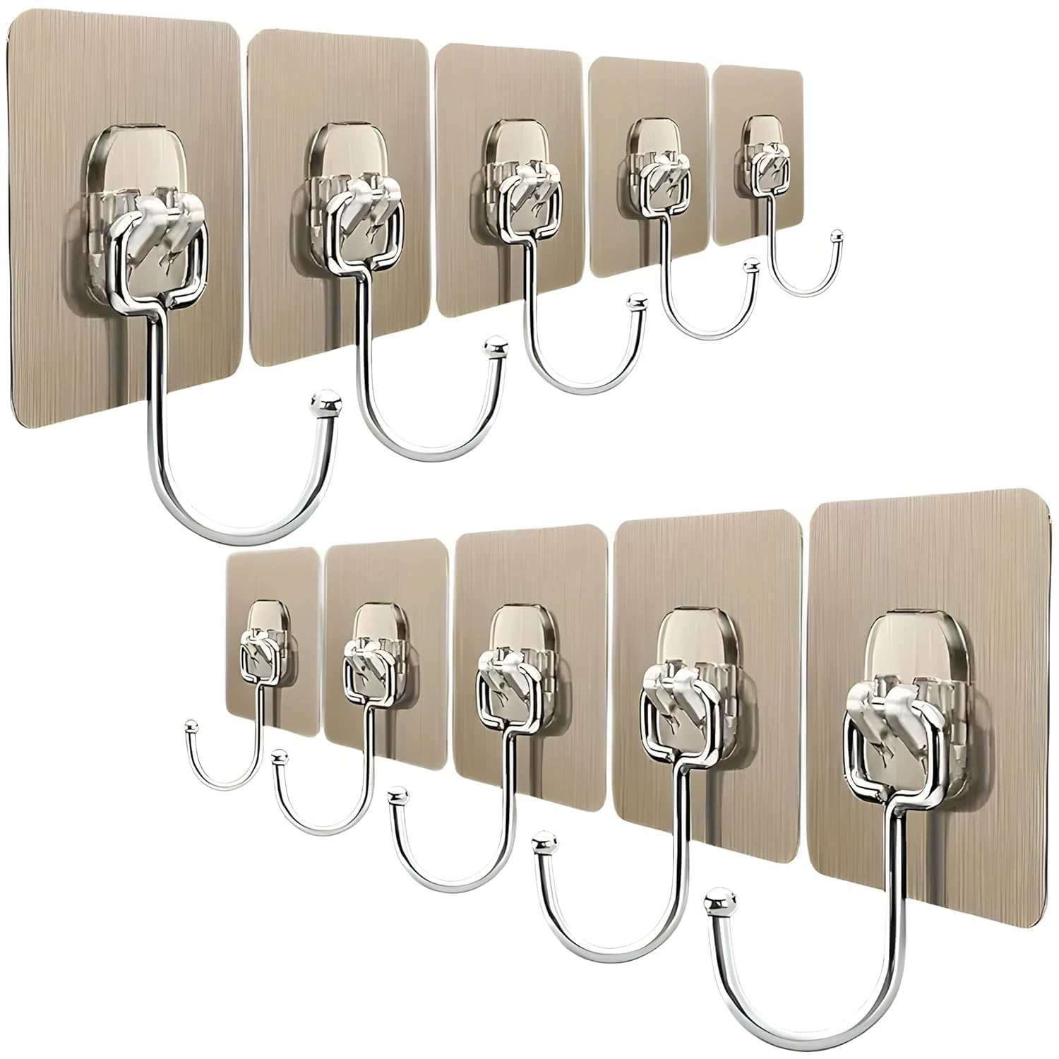 Heavy Duty Self Adhesive Wall Hooks | Waterproof PVC Sticky Hooks Stainless Steel Big Hooks for Ho...