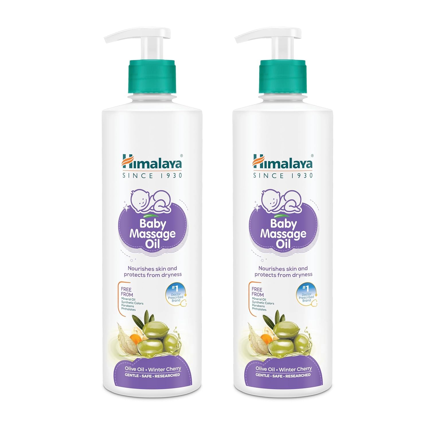 Himalaya Baby Massage Oil, 1L - 500ml x Pack of 2