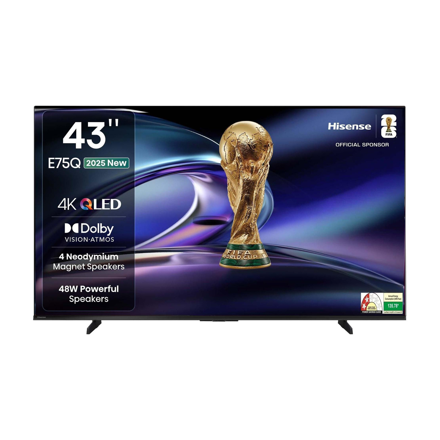 Hisense 43E75Q 107.8 cm (43 inch) QLED Ultra HD (4K) Smart VIDAA TV with 48W Speakers (43E75Q)