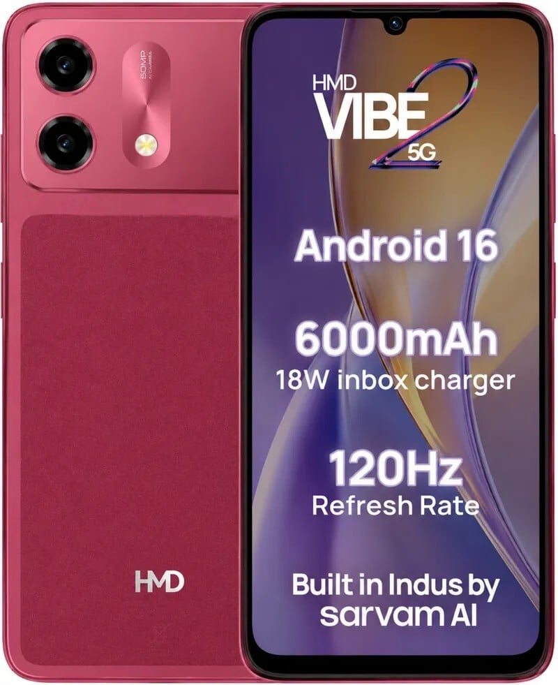 HMD Vibe2 5G . (Wine Red, 128 GB) (6 GB RAM)
