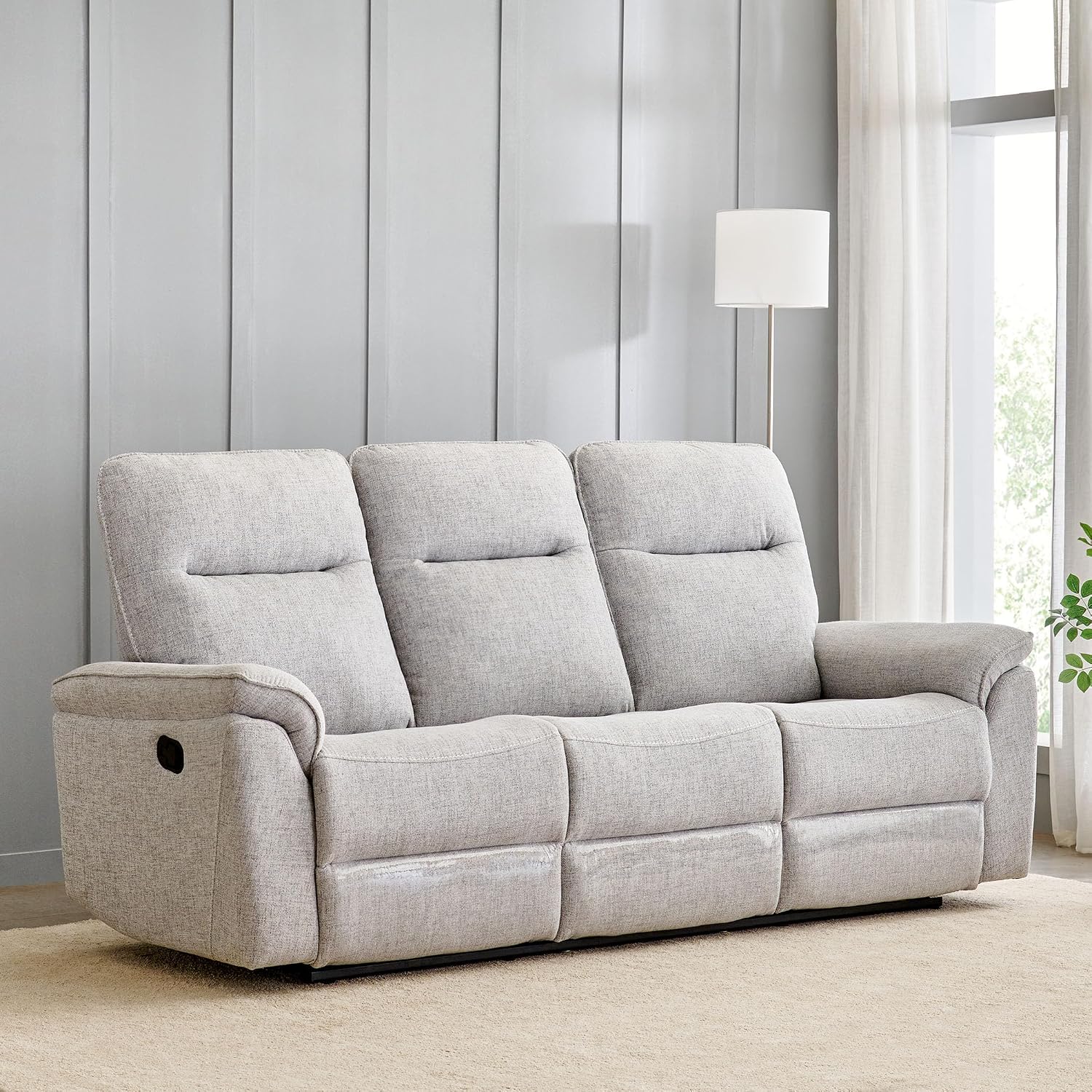 Home Centre | Artise 3-Seater Fabric Recliner | Recliner Sofa for Living Room | Solid Wood | Grey | 1 Year Warranty