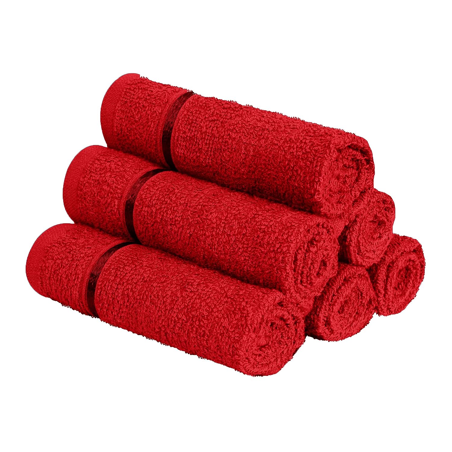 Home Face Towel Set of 6 | 100% Cotton | 450 GSM | Wine Red | Quick Dry Towels for Facewash | Towels for Men/Women