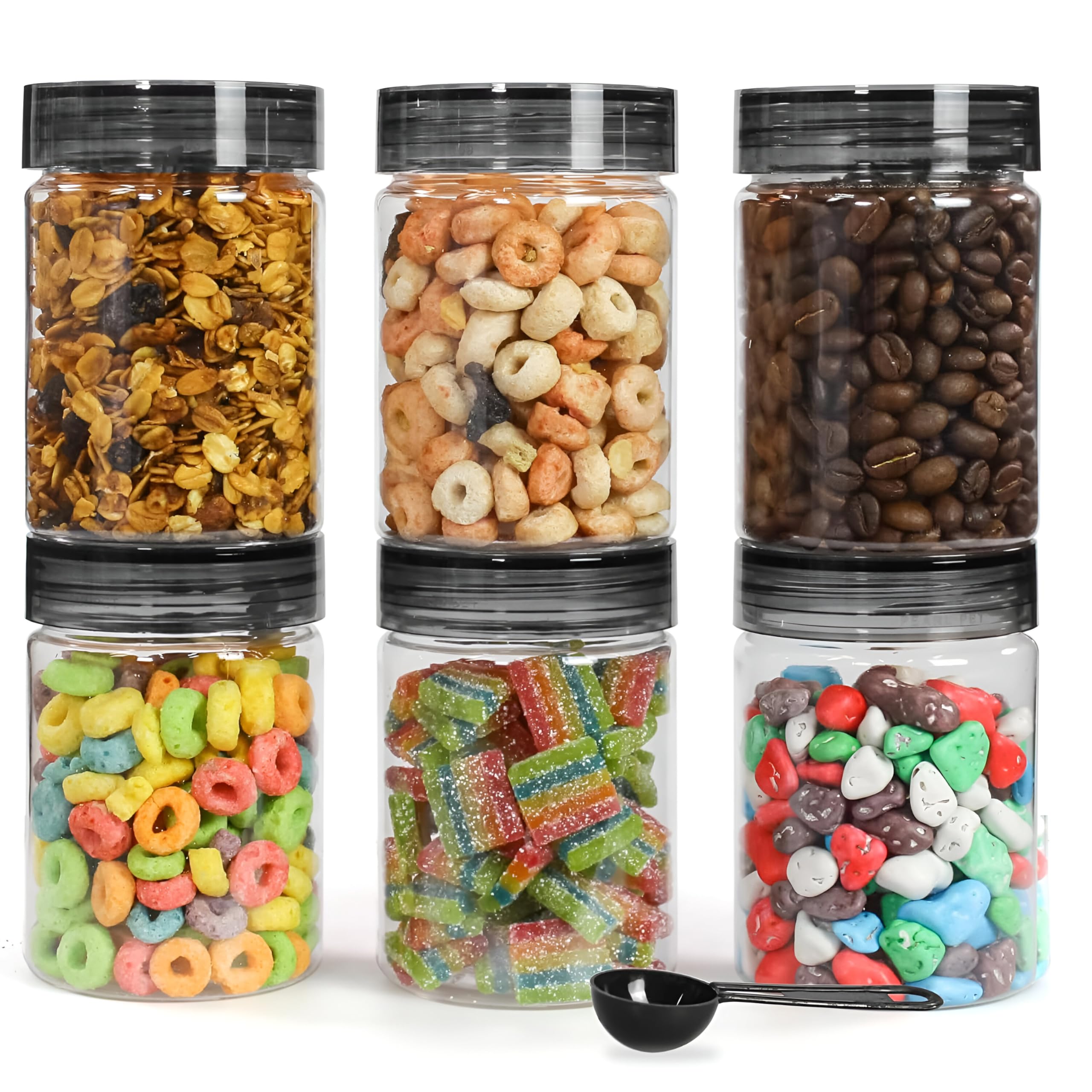 Homeor Plastic Storage Jar & Containers With Spoon, Airtight & BPA Free Containers for Kitchen Storage, Grocery Kitchen