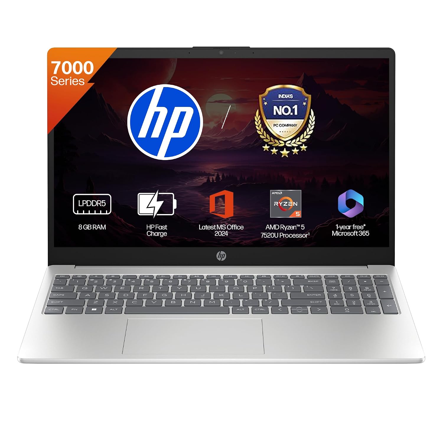 HP 15, AMD Ryzen 5 7520U (8GB LPDDR5, 512GB SSD) FHD, Anti-Glare, Micro-Edge, 15.6''/39.6cm, Win11