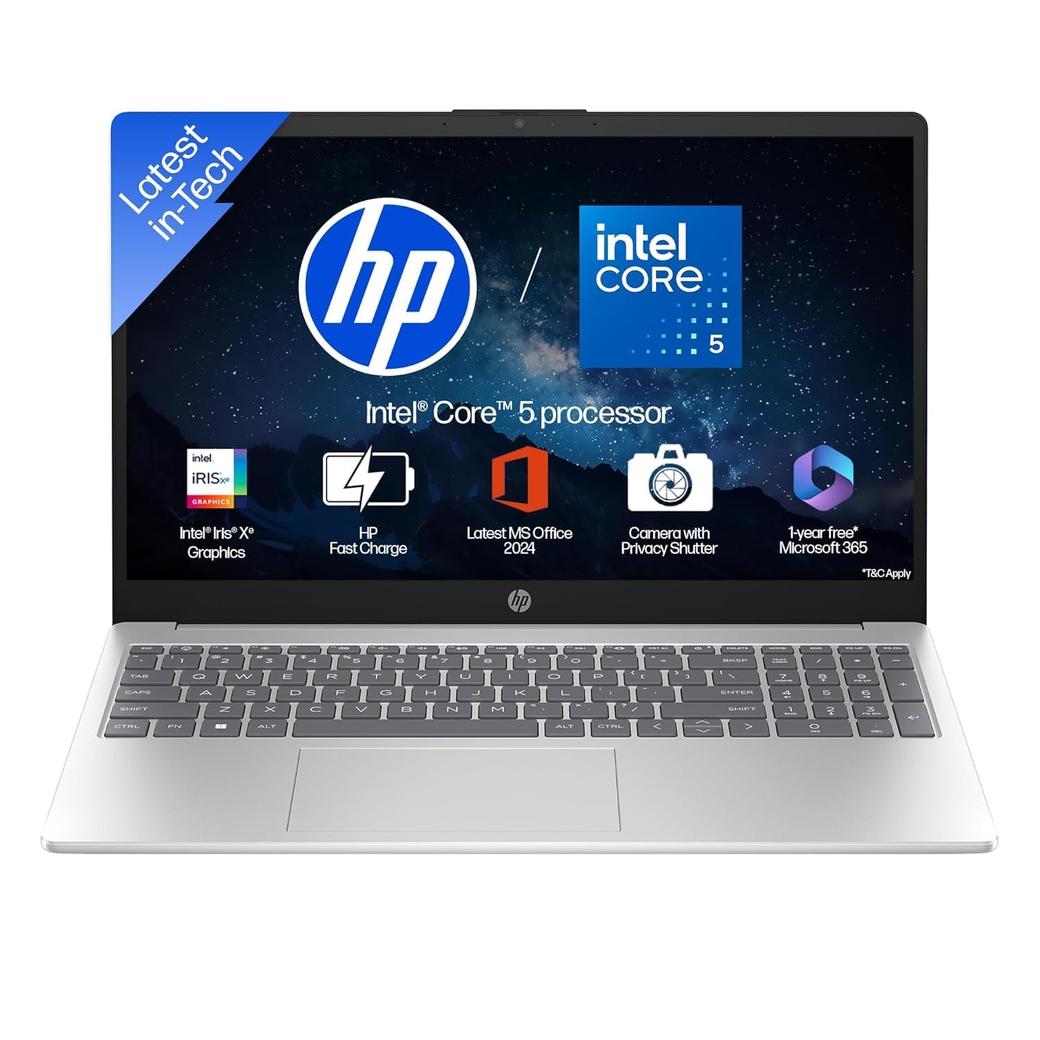 HP 15, Intel Core 5 120U (14th Gen) 8GB DDR4, 512GB SSD, FHD, Anti-Glare, Micro-Edge,Win11, M365(1yr)Backlit Laptop
