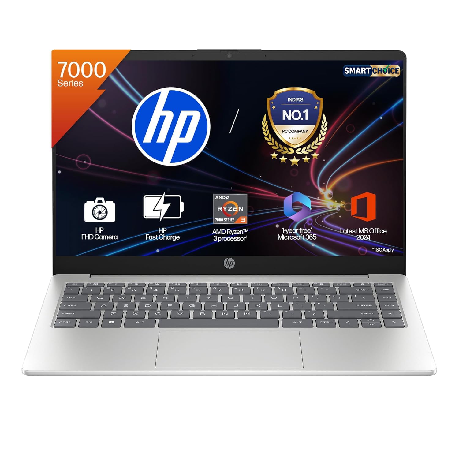 HP 15 Smartchoice, AMD Ryzen 3 7320U (8GB LPDDR5, 512GB SSD) FHD, Anti-Glare Laptop