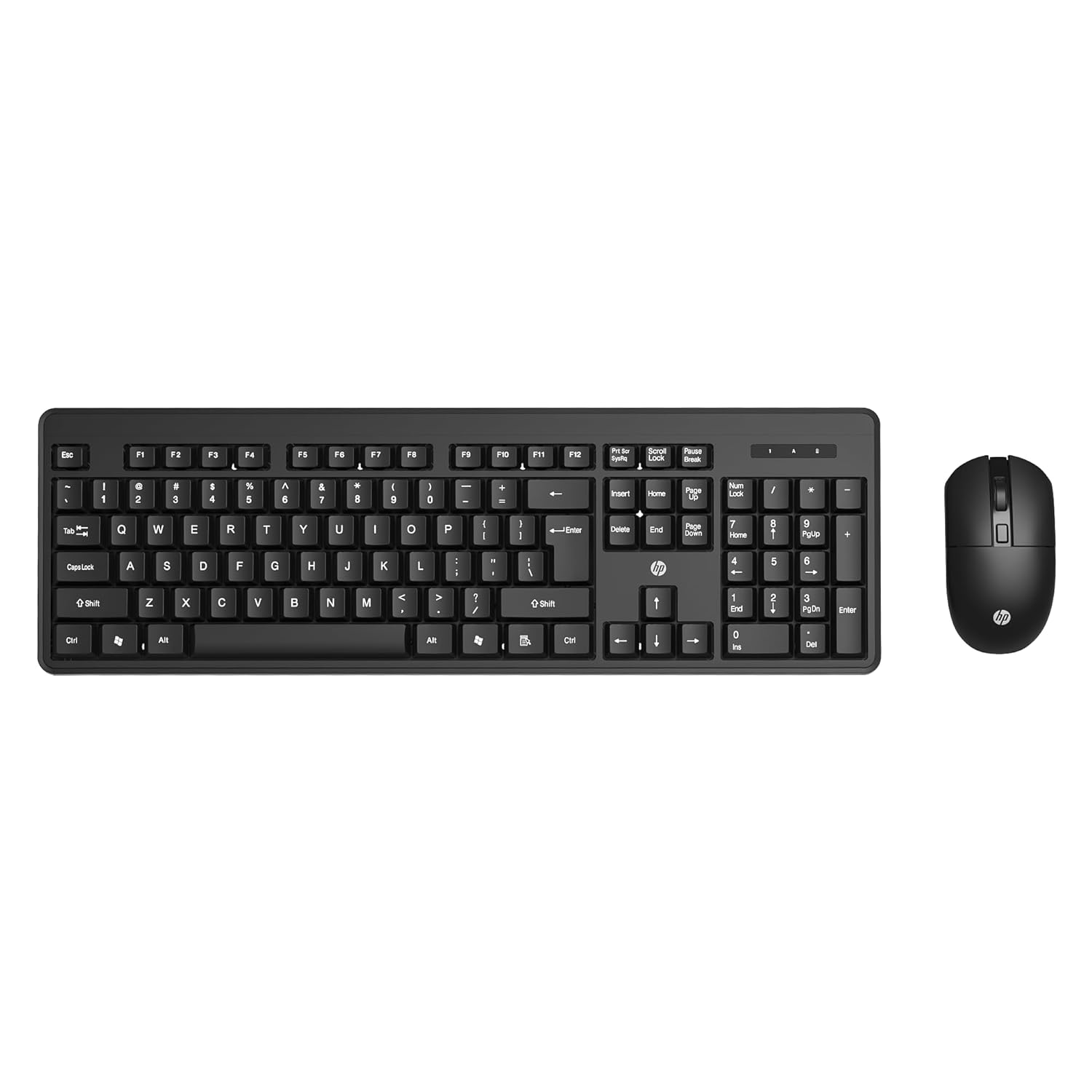 HP KM200 Wireless Mouse and Keyboard Combo, Full-Size Ergonomic Design, 3 Button and Built-in Scroll Wheel, 2.4 GHz Wire