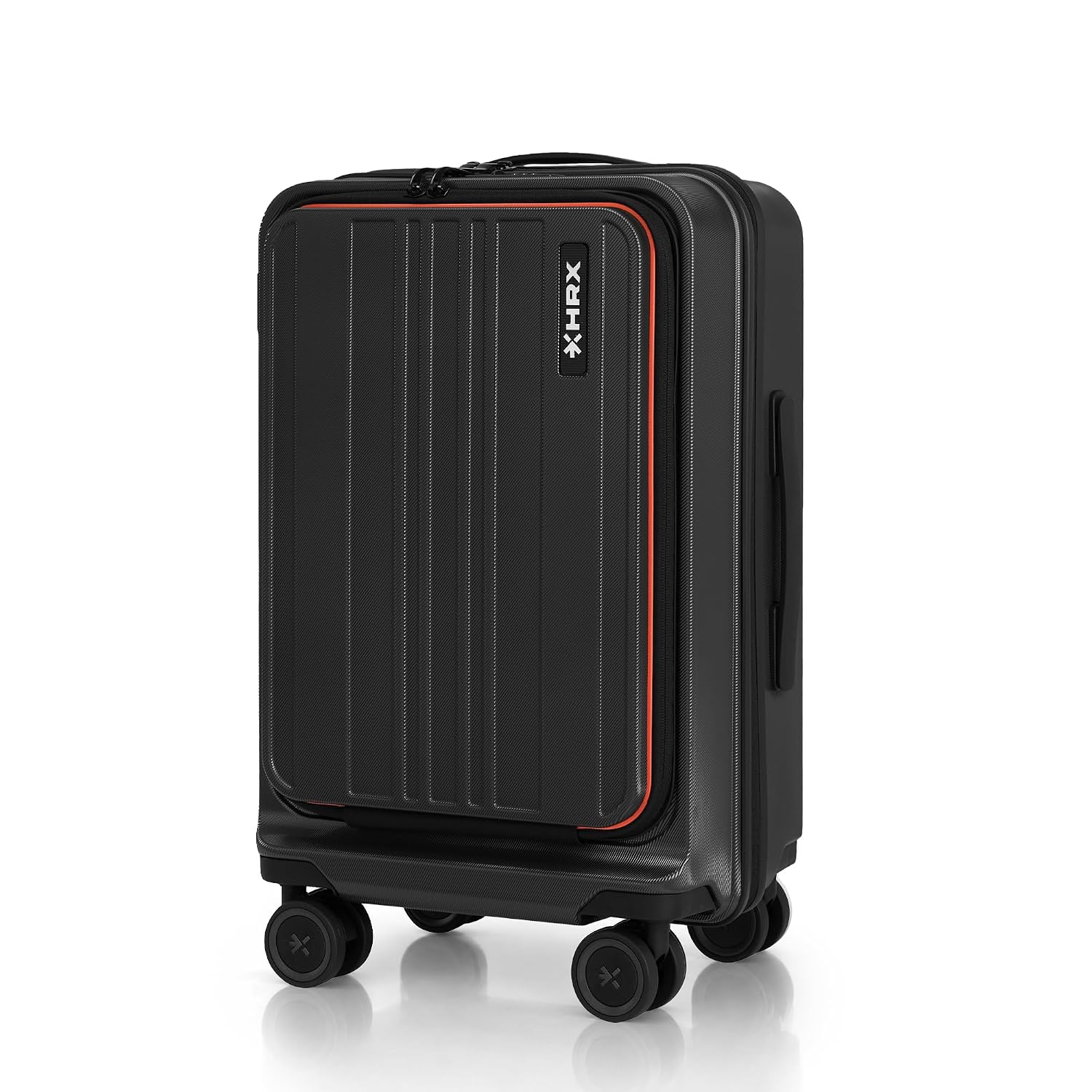 HRX Charcoal Grey Cabin Size Urban Laptop 2.0 Polycarbonate Hard Shell Suitcase with Front Laptop Compartment - Premium