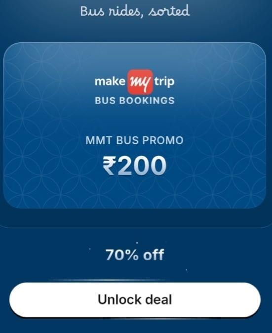 Hubble - 70% off Make my trip bus 200gv at Rs60