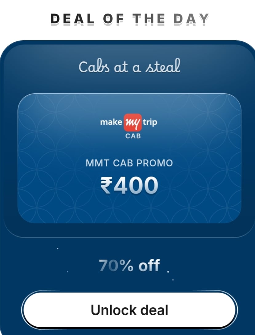Hubble Deal of the Day (MakeMyTrip Rail Giftcard 100 deno at Rs. 30)