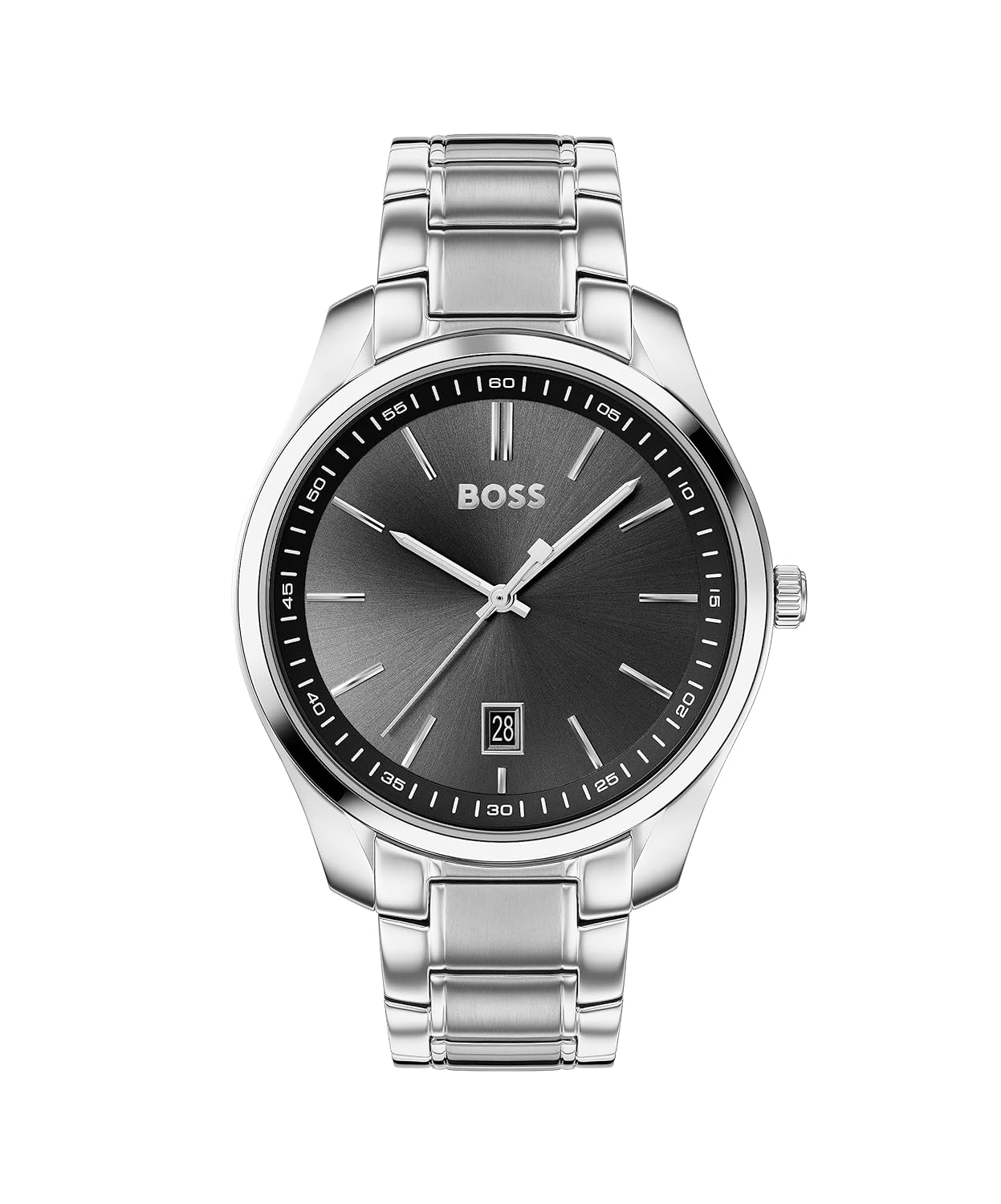 Hugo Boss Stainless Steel Circuit Analog Black Dial Men Watch-1513730, Silver Band