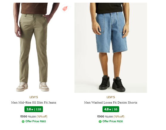 Iconic 511 Fit! LEVI'S Men Khaki Mid-Rise Slim Fit Chinos [@ Just Rs. 693 | 70% OFF]