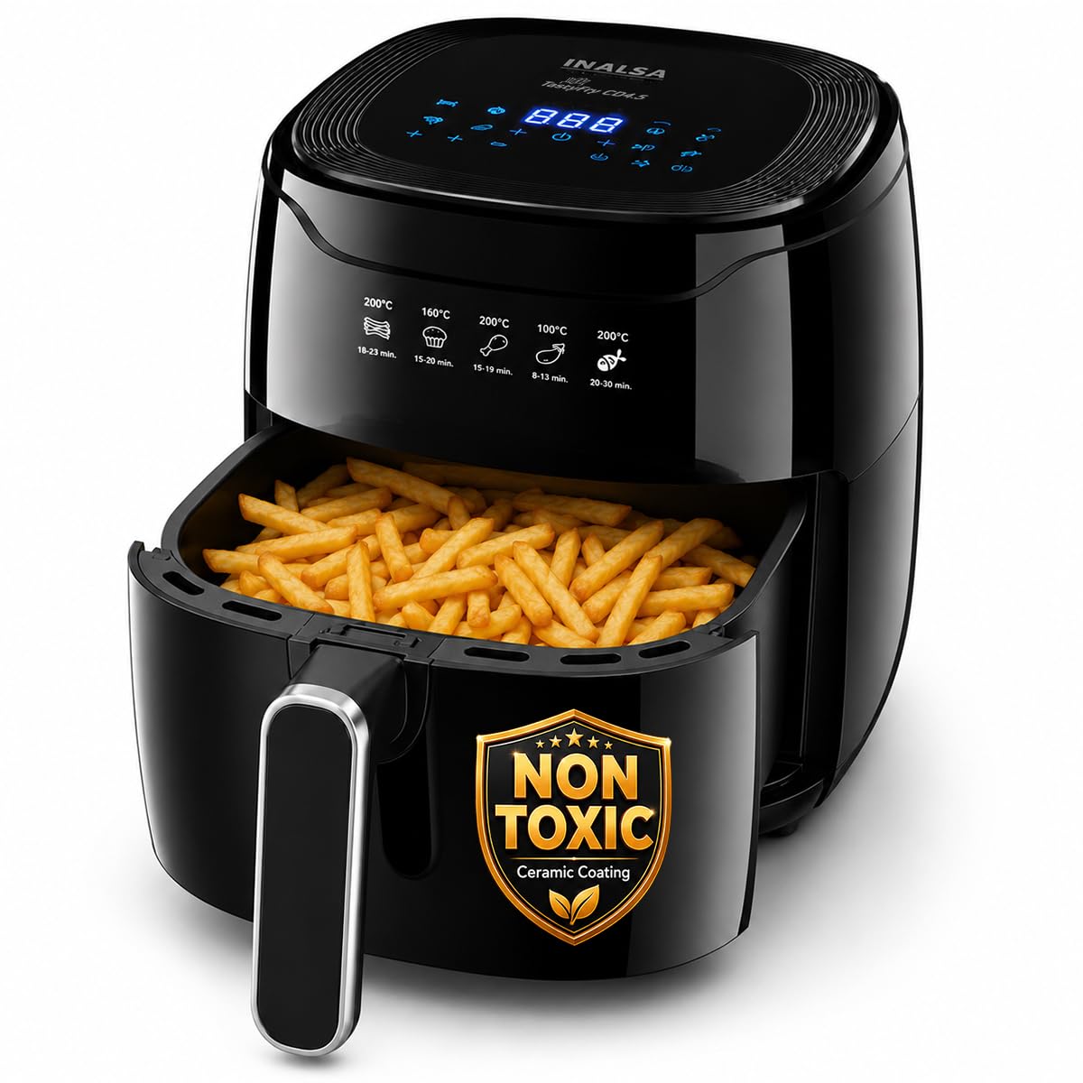 INALSA Ceramic Air Fryer,4.5L,1400W,Non Toxic,AirCrisp Tech,TastyFry CD4.5