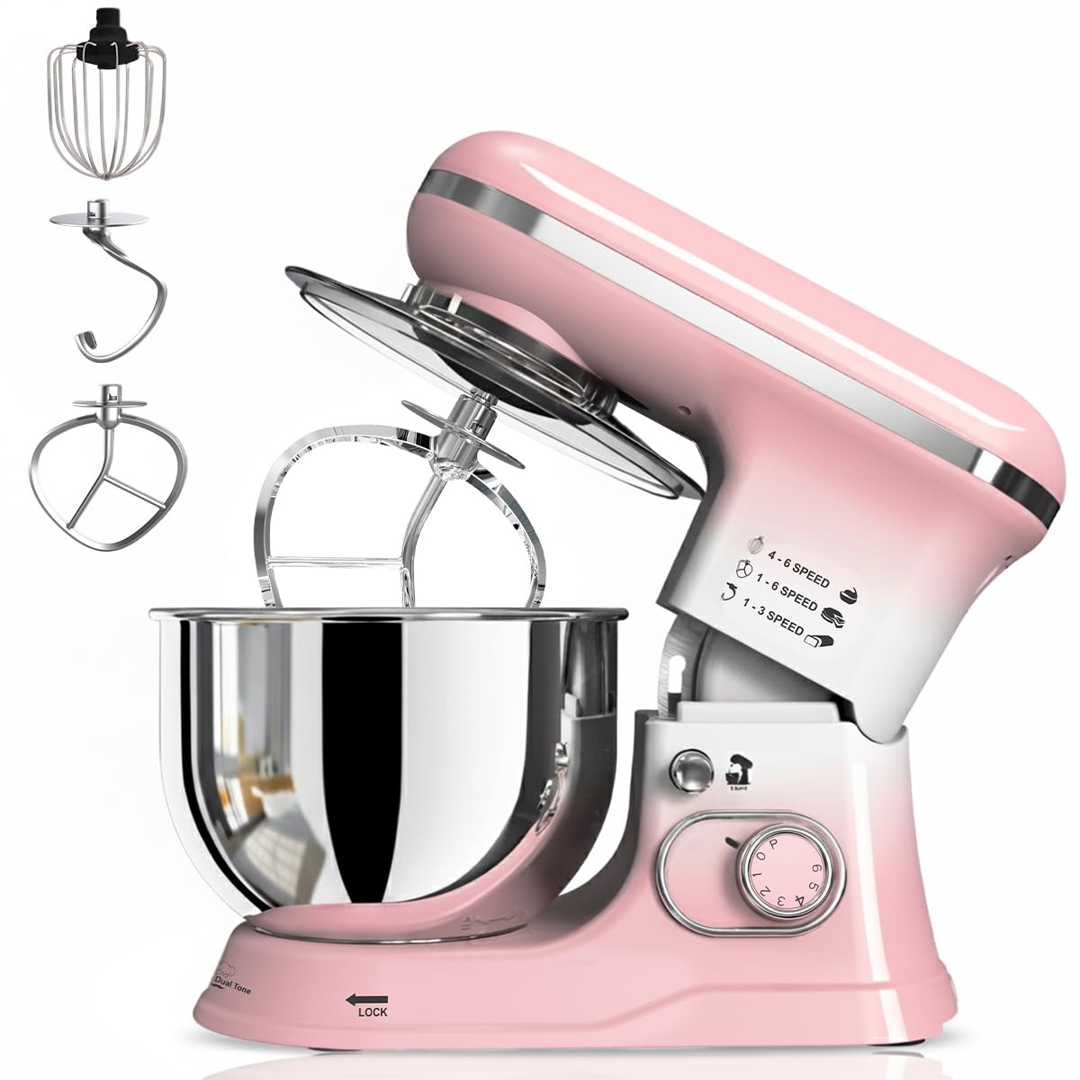 INALSA Stand Mixer 1200W|Pure Copper Motor|5.4 L SS Bowl With Splash Guard