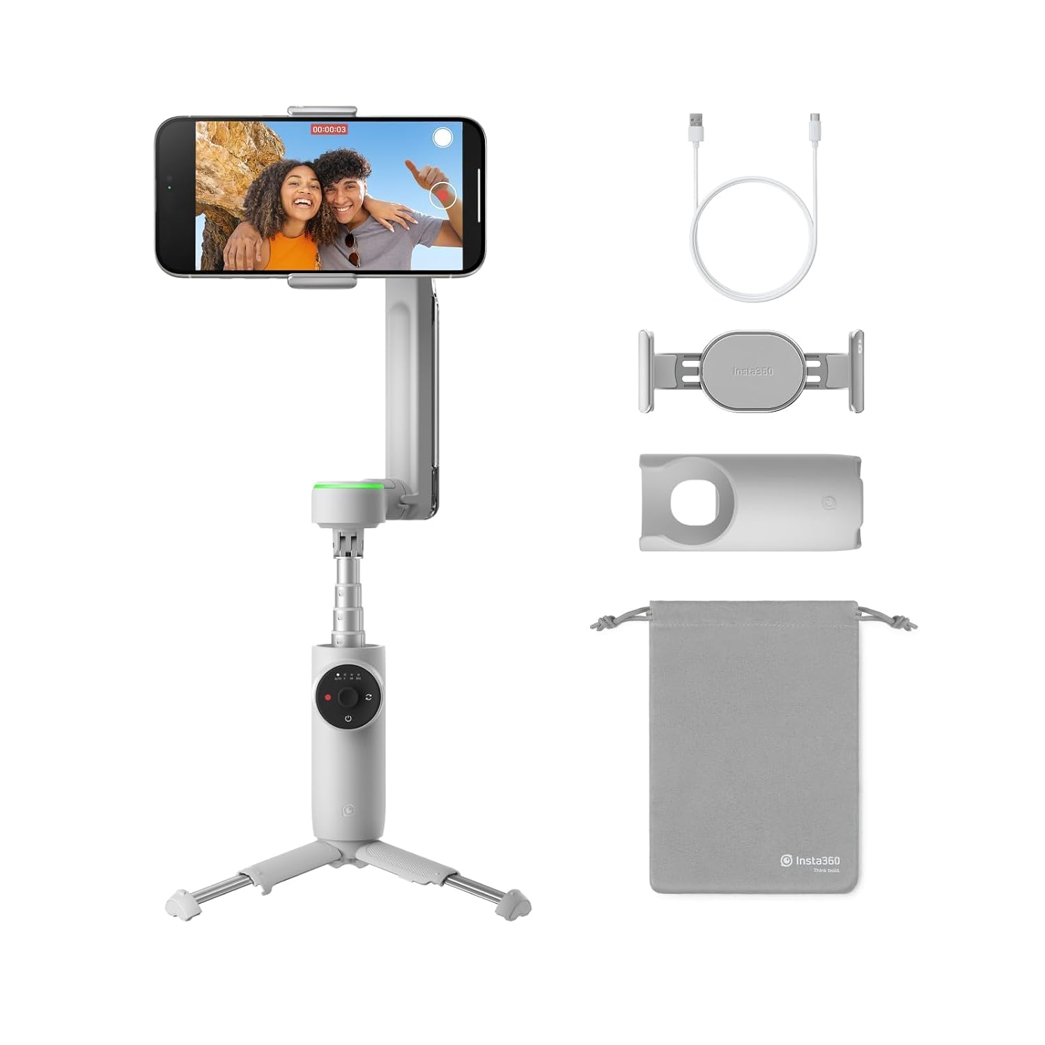 Insta360 Flow Pro - AI-Powered Gimbal Stabilizer for Smartphone, Apple DockKit Enabled, 360º Infinite Pan Tracking, 3-Ax