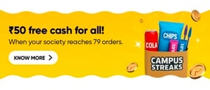 Instamart - Campus/Community Streak - Everyone who order gets 50 cash when society hits certain (my loc: 79) no of order