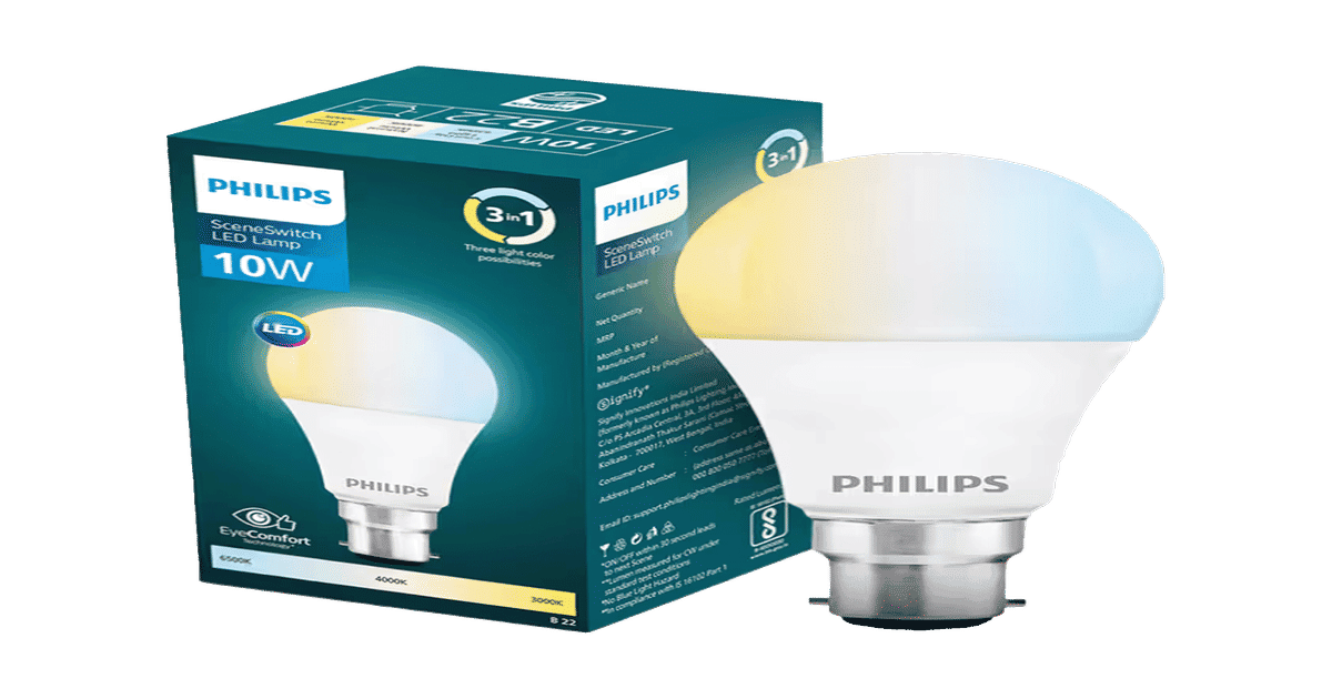 Instamart: Philips SceneSwitch 10W LED Bulb B22 with 3-in-1 Light Modes & Wall Switch Control - CDL/NW/WW