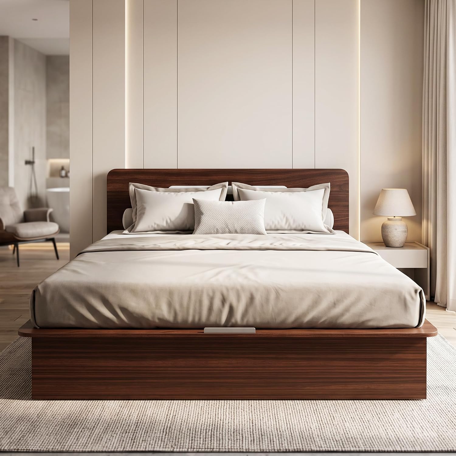 Interio by Godrej Juno King Size Wooden Bed with Box Storage | 1-Year Warranty, Brown