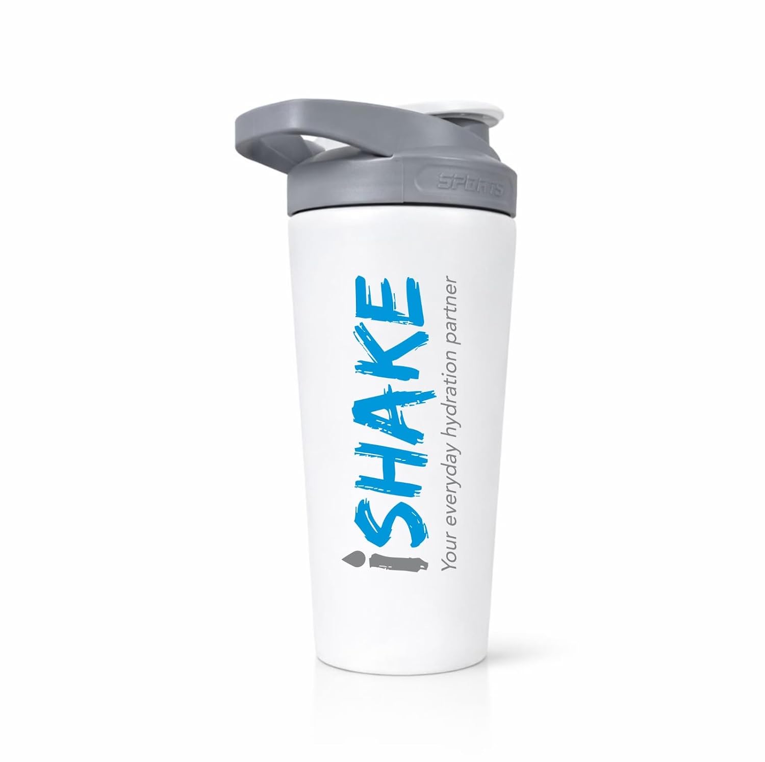 iShake Stainless Steel Protein Shaker 700ml | Leakproof | Measurement | Gym Sipper | White