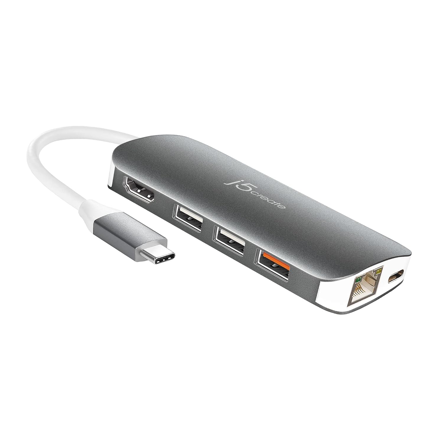 j5create USB-C Multiport Adapter, 7-in-1 USB-C Hub with 4K HDMI, USB 3.0 Ports, SD & microSD Card Reader, 100W Power Del