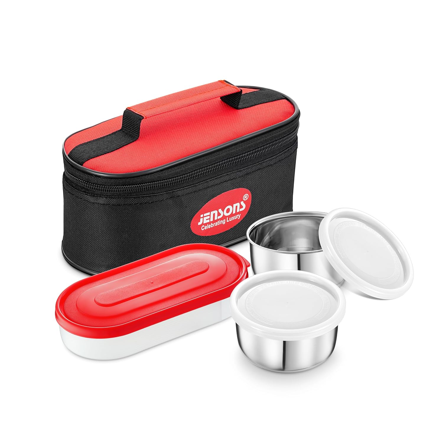 JENSONS Premium Essence Stainless Steel Lunchbox 3pc Set (350ml x 2) Tiffin for Office, School & College with Food Grade