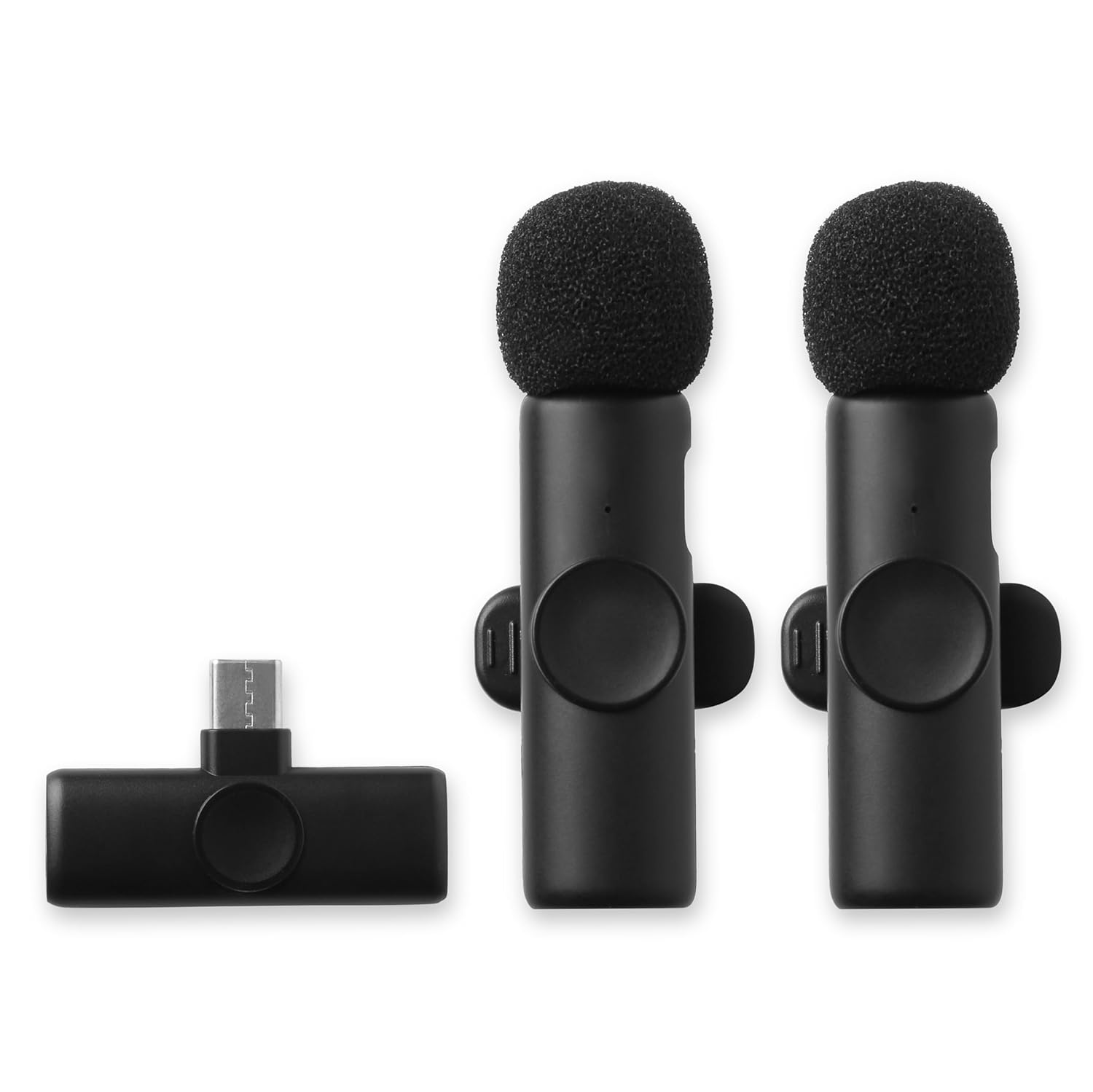 Juarez K11 Wireless Microphone 1-Drag-2 Mini Lavalier Mic - HD Voice, Noise Reduction, Dual Clip-On Mics for Mobile Phon