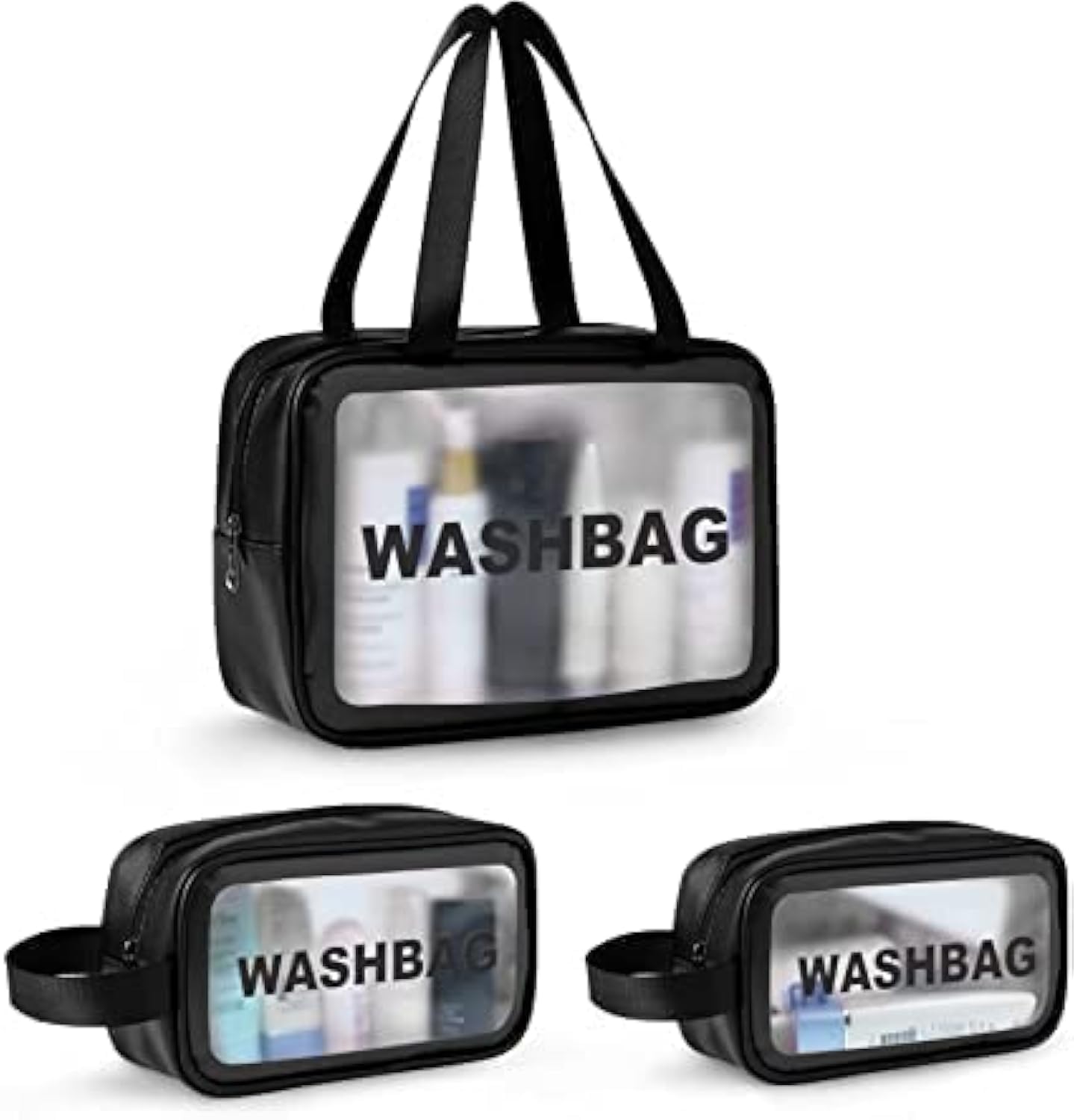 KASHIVAL Clear Travel Toiletry Bags Set, Waterproof Organizer Pouches, Large Capacity Storage Cases for Cosmetics, Acces