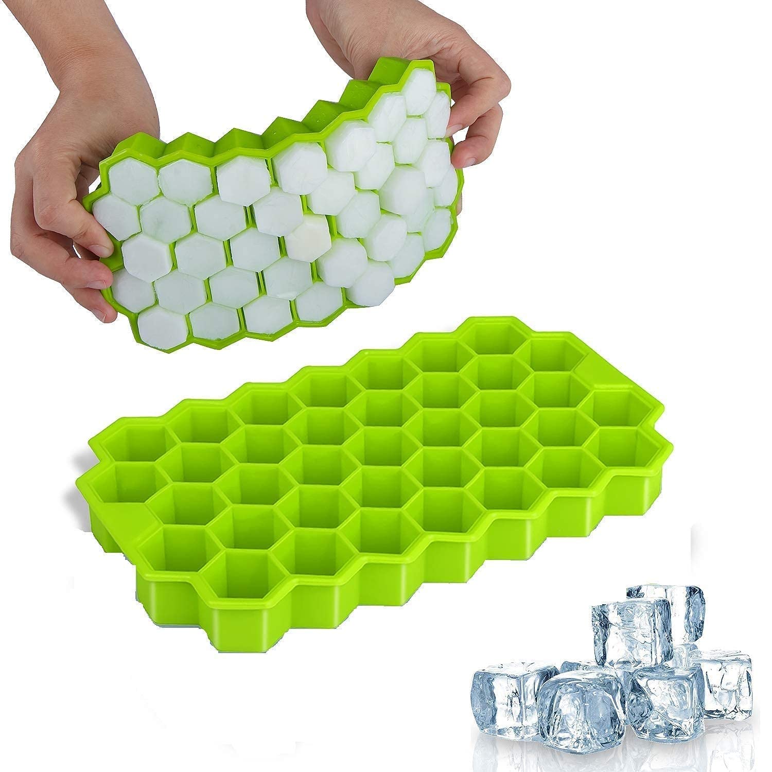 KBS Ice Cube Tray Silicone for Freezer Flexible Shape Honeycomb for Chocolate Cake Maker Mould, Chilled Drinks, Reusable