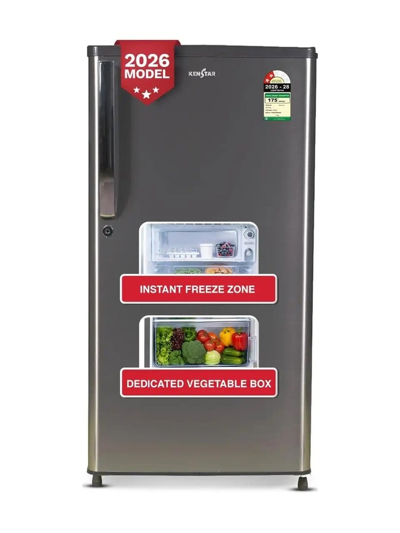 Kenstar 183 L Direct Cool Single Door 2 Star Refrigerator (Shiny Steel, 183BD3KS24HB.(SS))