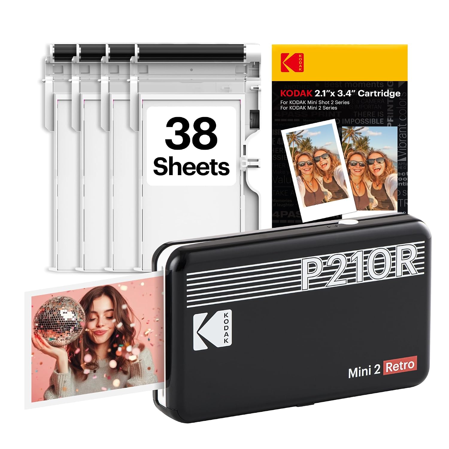 Kodak Mini 2 Retro, Portable Photo Printer + 68 Sheets Bundle