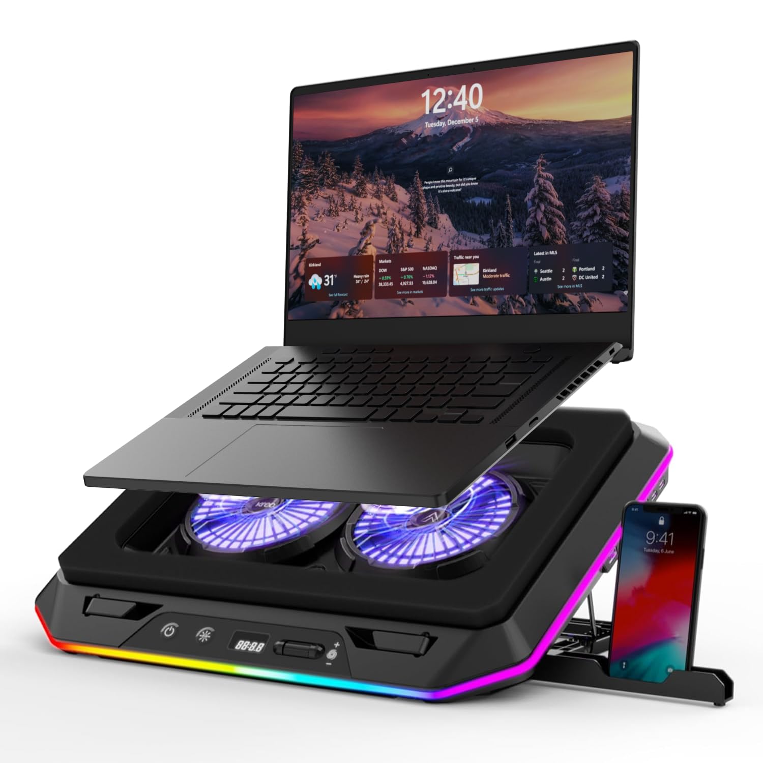 Kreo Arctik Pro Laptop Cooling Pad - Dual Fans, RGB Lighting