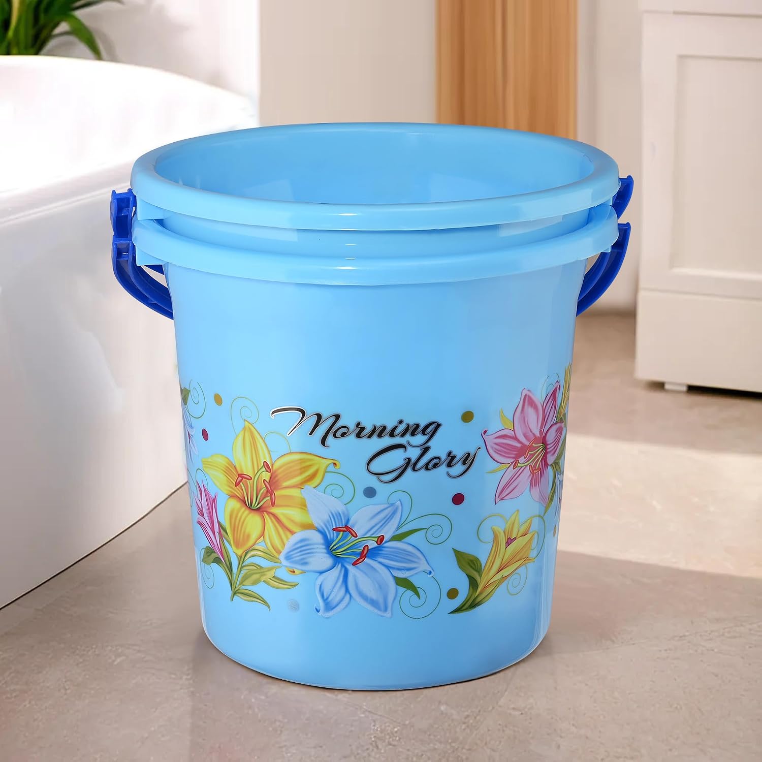 Kuber Industries(Pack of 2) Bucket | Water Bucket for Bathroom (18 LTR) Plastic Bucket for Kitchen | Balti for Bathroom