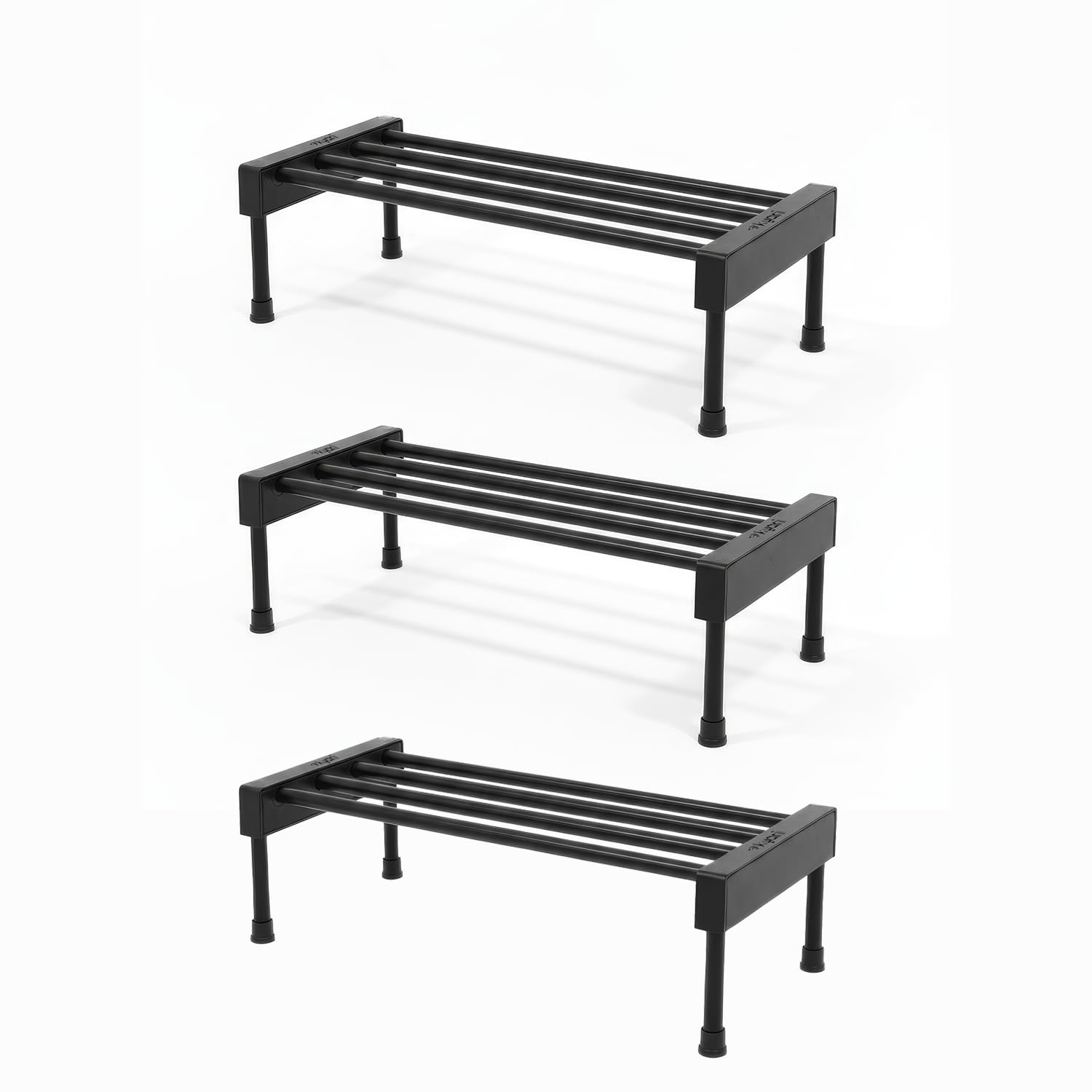 KYARI Elevate Square Tube Iron Plant Stand (Set of 3) Black